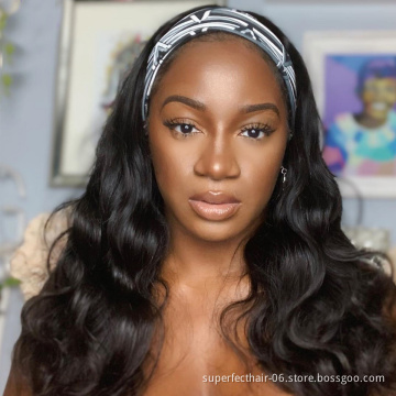 Head band wig headband wigs brazillian raw human hair black headband wig